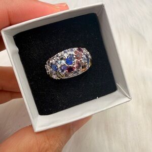 Multicolor Gemstone Dome Ring - Women Jewelry